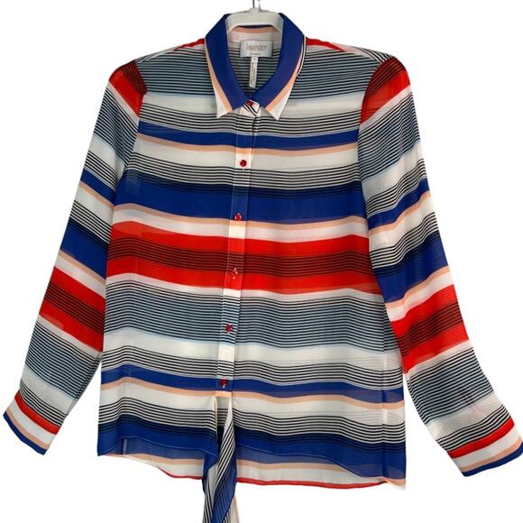 Laundry by Shelli Stripe Red White and Blue Celebration Blouse Size S - Picture 1 of 11